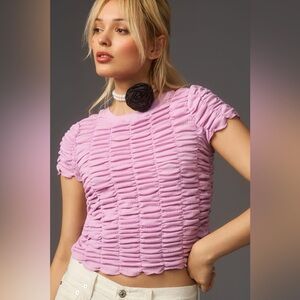 Anthropologie Pink Textured Top